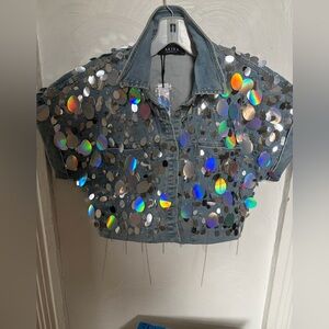 AKIRA Blue Denim Jacket with Holographic Accents